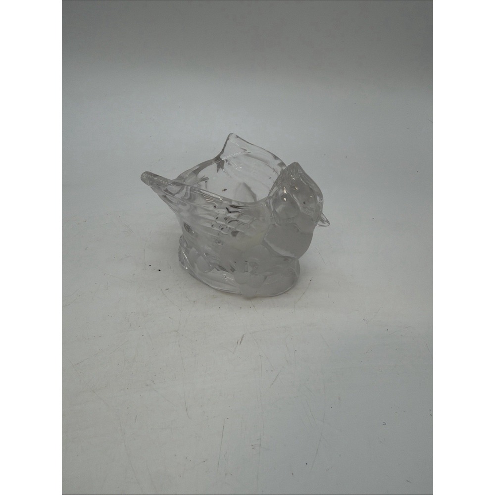 Gorham Crystal Cardinal Bird Frosted Clear Votive Candle Holder Trinket Jewelry